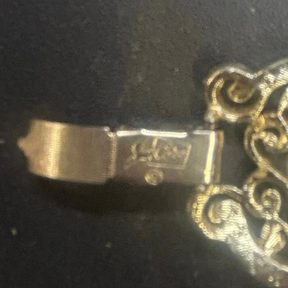 Vintage chunkyGold Tone Filigree Bracelet Boho Ornate Scroll Link Statement 7.5 - Picture 5 of 6